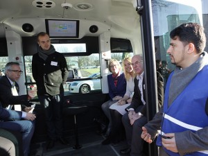 WEpod driverless shuttle with passengers